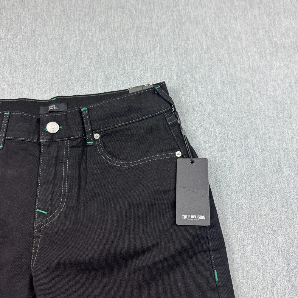 True Religion Jeans Mens 33X32 Black Rinse Denim Geno Relaxed‎ Slim Stretch NWT